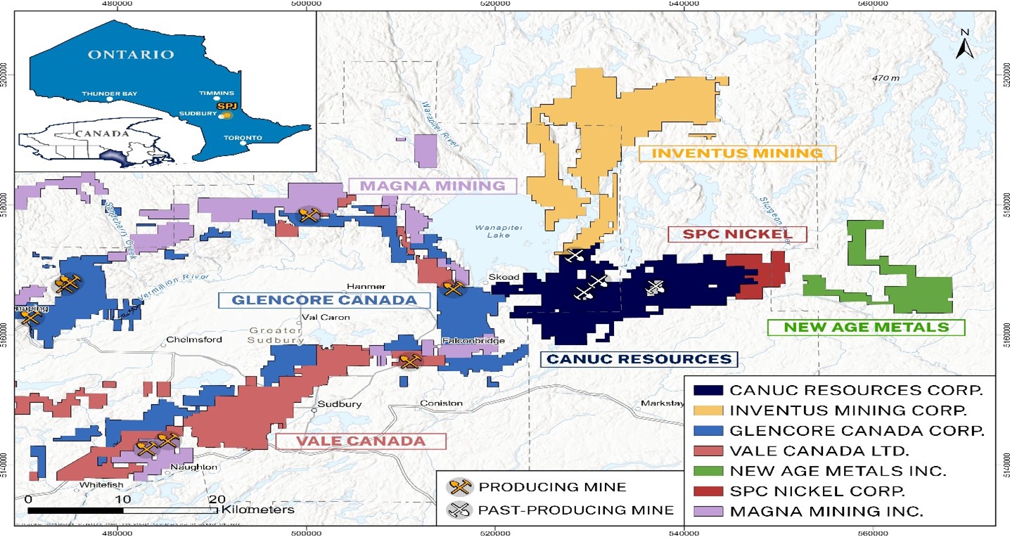 Figure 1. East Sudbury Project (ESP) Regional Setting. 906 unpatented mining claims and 6 Mining Leases. 19, 710 ha. / ~ 197.1 km²