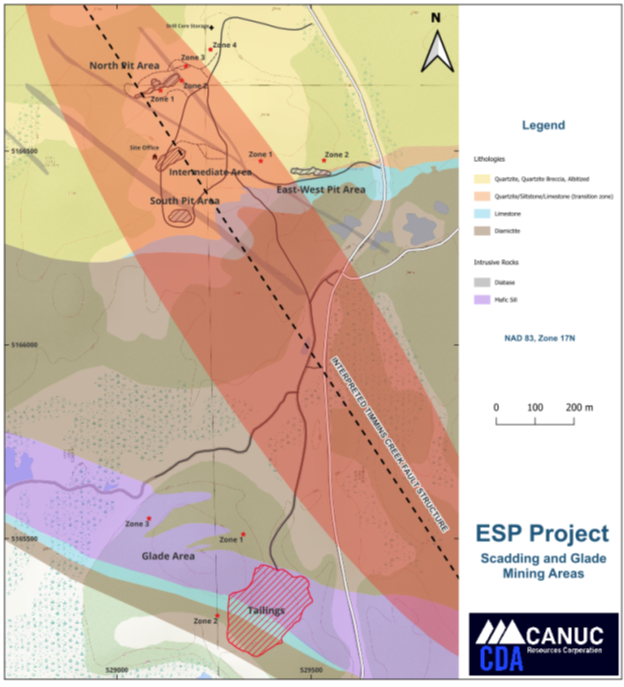 Figure 3 – Scadding Gold Mines and Glade Area Map