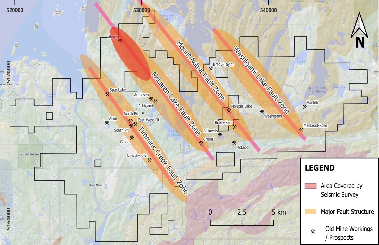 Figure 2 – ESP Fault Structures & Area of Survey