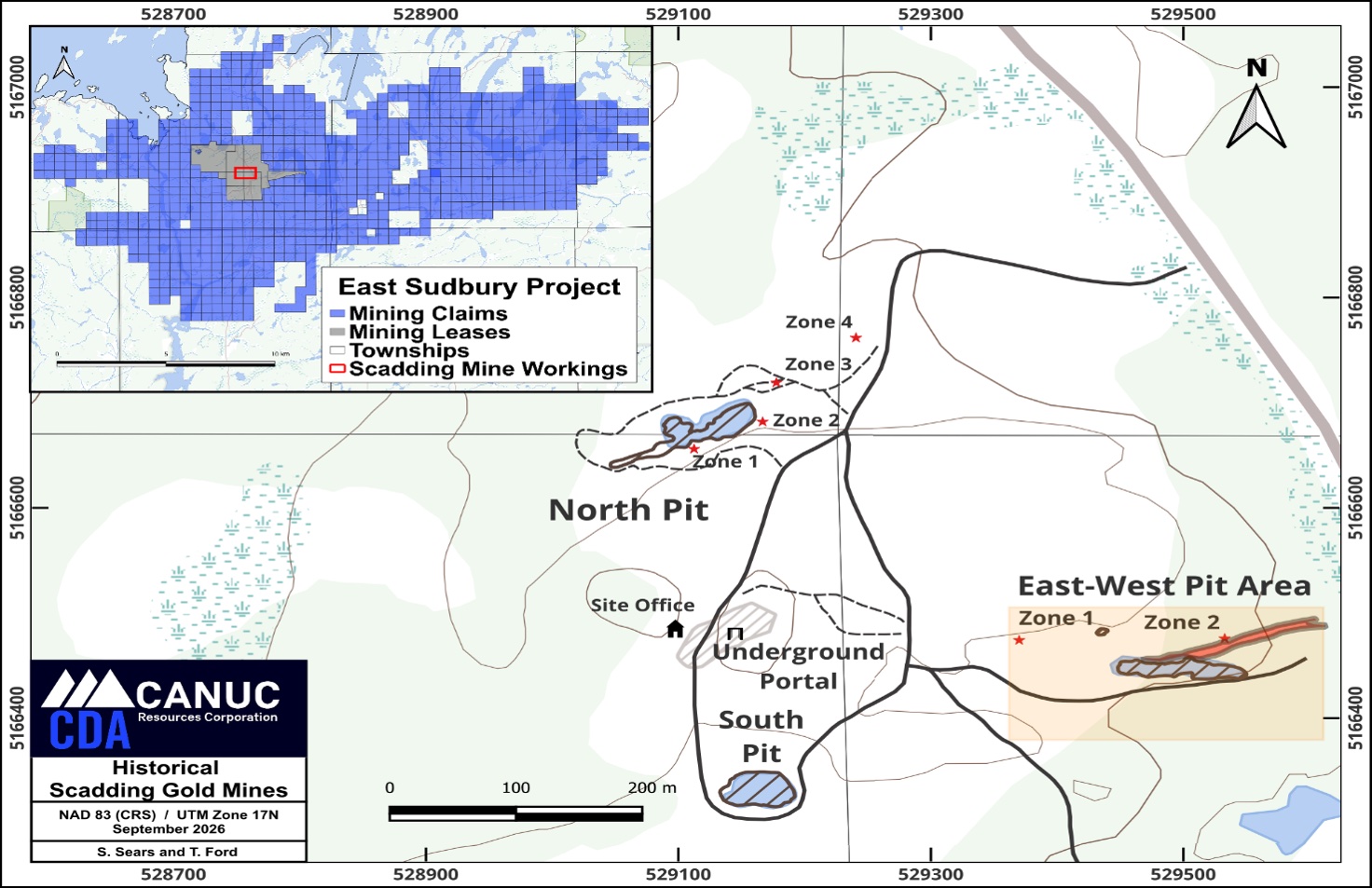 Figure 3 – Scadding Gold Mines and East-West Pit Area